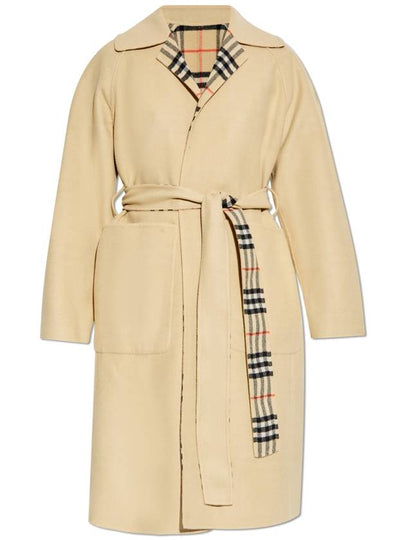 Check Reversible Tunbridge Wrap Wool Single Coat Flax - BURBERRY - BALAAN 2