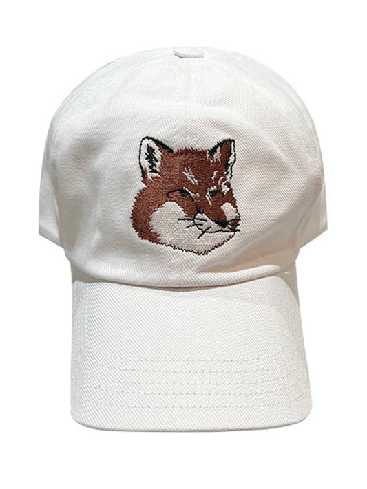 Large Fox Head Embroidered 6P Ball Cap White - MAISON KITSUNE - BALAAN 2