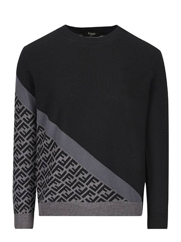 Diagonal Wool Knit Top Black - FENDI - BALAAN 2