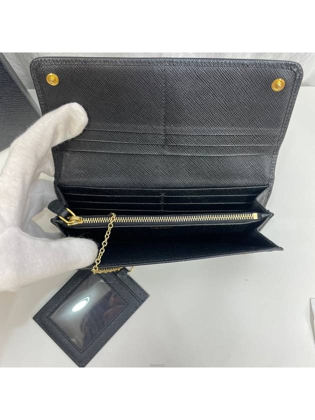 Saffiano gold logo long wallet - PRADA - BALAAN 5