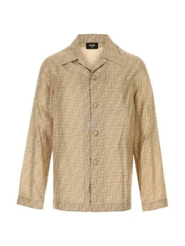 FF Silk Long Sleeve Shirt Beige - FENDI - BALAAN 2