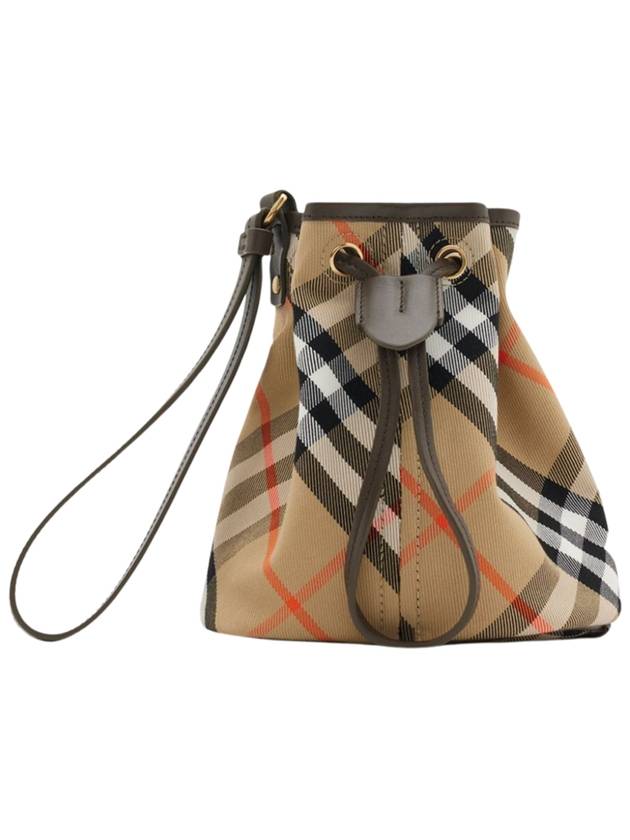 Check Drawstring Bucket Bag Sand - BURBERRY - BALAAN 2