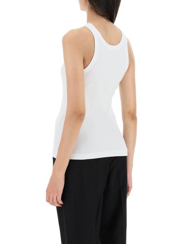 Women's Curved Ribbed Cotton Sleeveless White - TOTEME - BALAAN 5