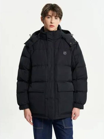 Men s Hooded Puffer Padding Nylon Bold Foxhead Patch Black Domestic Product - MAISON KITSUNE - BALAAN 1