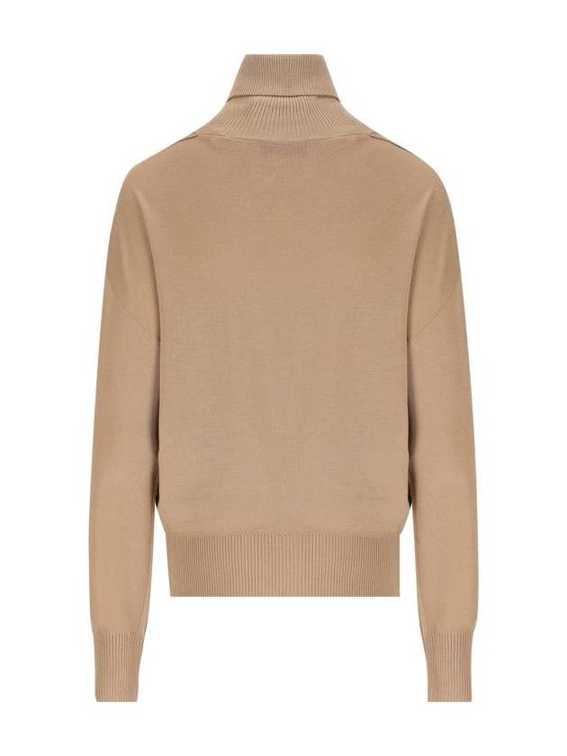 Roll Neck Wool Knit Top Flax - BURBERRY - BALAAN 3