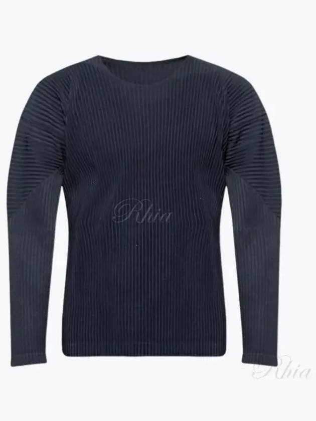 Pleated Long Sleeve T-Shirt Navy - ISSEY MIYAKE - BALAAN 2