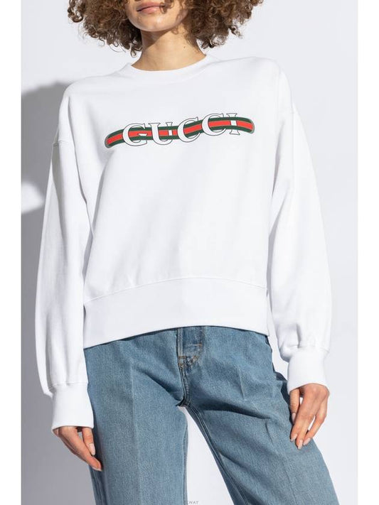 Print Cotton Jersey Sweatshirt White - GUCCI - BALAAN 2