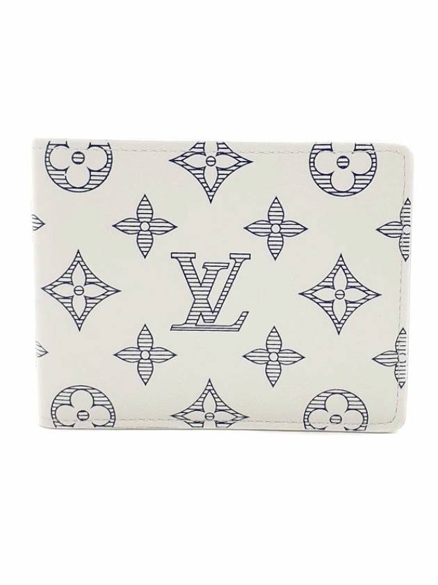 Multiple Monogram Shadow Calfskin Leather Wallet White - LOUIS VUITTON - BALAAN 1