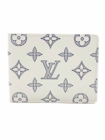 Multiple Monogram Shadow Calfskin Leather Wallet White - LOUIS VUITTON - BALAAN 1