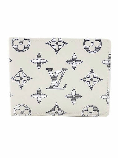 Multiple Monogram Shadow Calfskin Leather Half Wallet White - LOUIS VUITTON - BALAAN 1