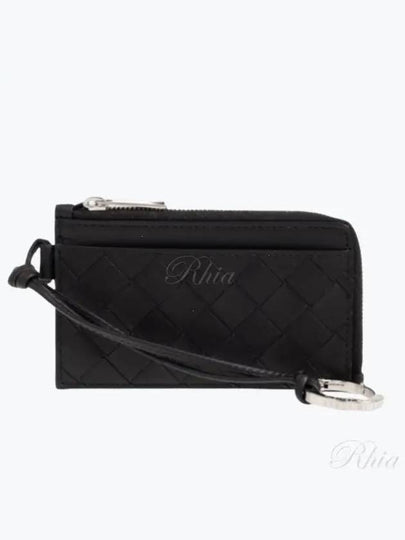 Intrecciato L Zipper Leather Card Wallet Black - BOTTEGA VENETA - BALAAN 2