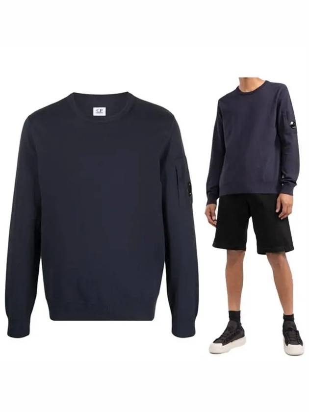 Men's Lens Wappen Cotton Knit Top Navy - CP COMPANY - BALAAN.