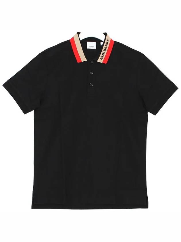 Logo Stripe Short Sleeve Polo Shirt Black - BURBERRY - BALAAN 4