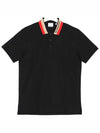 Logo Stripe Short Sleeve Polo Shirt Black - BURBERRY - BALAAN 2