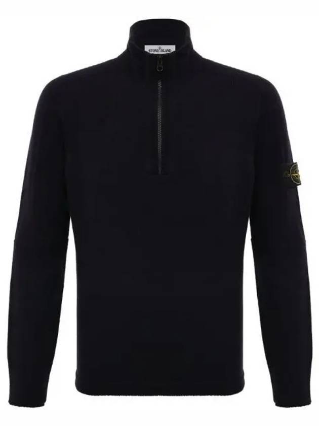 Wappen Patch Lambswool Half-Zip Knit Top Black - STONE ISLAND - BALAAN 2