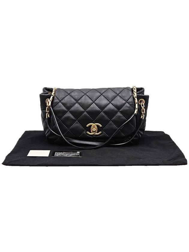 Chanel Black Leather Stitched Gold Flap Shoulder Bag 14th - CHANEL - BALAAN 2