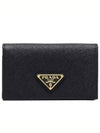 Saffiano Leather Triangle Logo Card Wallet Black - PRADA - BALAAN 2