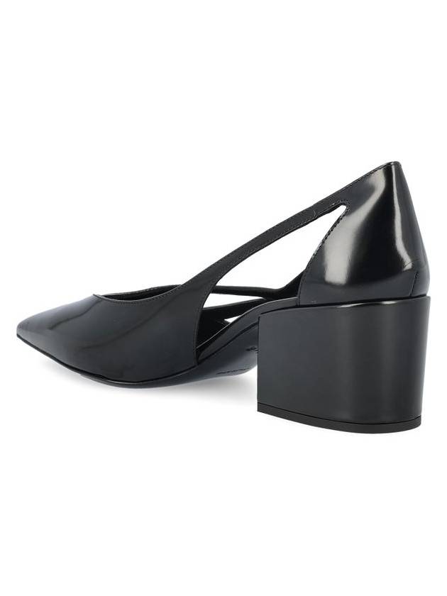 Women's Brushed Leather Cut-Out Pumps Black - PRADA - BALAAN 4