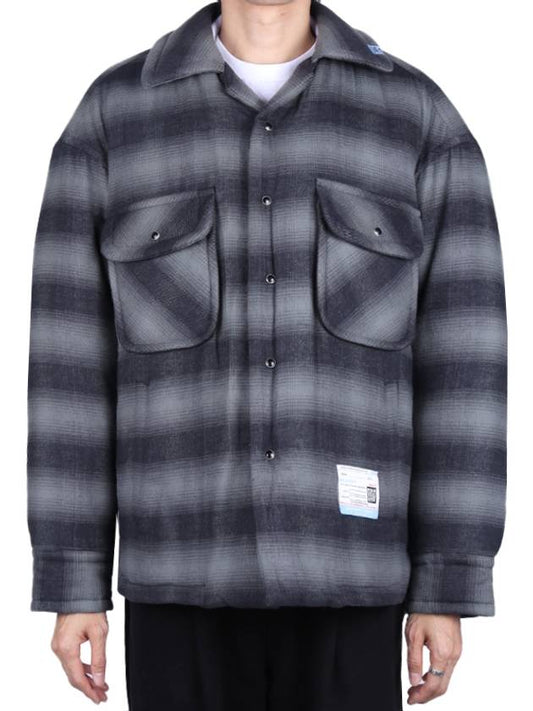 logo patch padded check long sleeved shirt black - MAISON MIHARA YASUHIRO - BALAAN 2