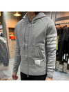 Engineered 4 Bar Diagonal Zip Up Hoodie Light Grey - THOM BROWNE - BALAAN 4