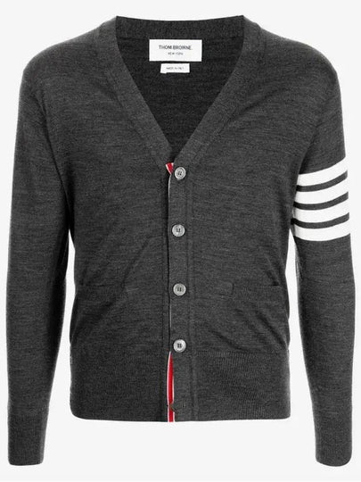 Men's Sustainable Classic Diagonal Wool Cardigan Dark Grey - THOM BROWNE - BALAAN 2