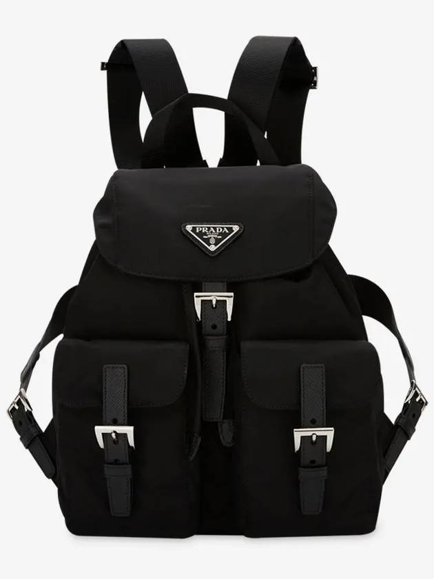 Triangle Logo Re Nylon Small Backpack Black - PRADA - BALAAN 3