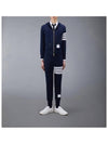 Engineered 4 Bar Diagonal Zip Up Hoodie Navy - THOM BROWNE - BALAAN 4