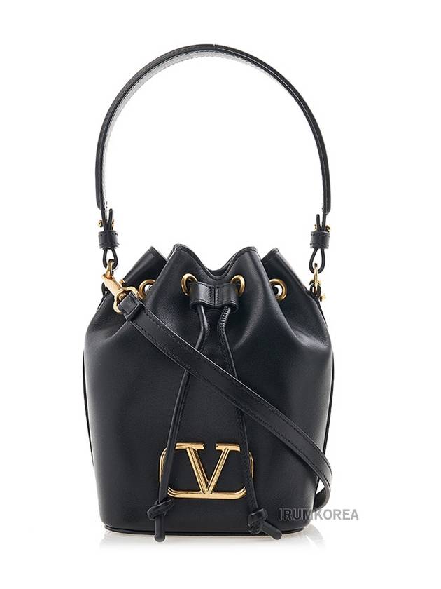 V Logo Signature Nappa Leather Bucket Bag Black - VALENTINO - BALAAN 2