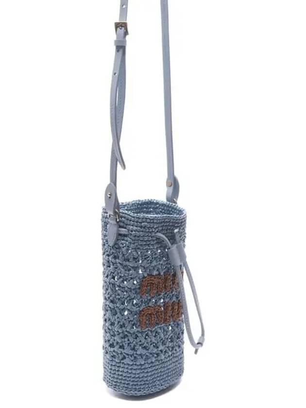 Embroidered Logo Crochet Bucket Bag Light Blue - MIU MIU - BALAAN 3