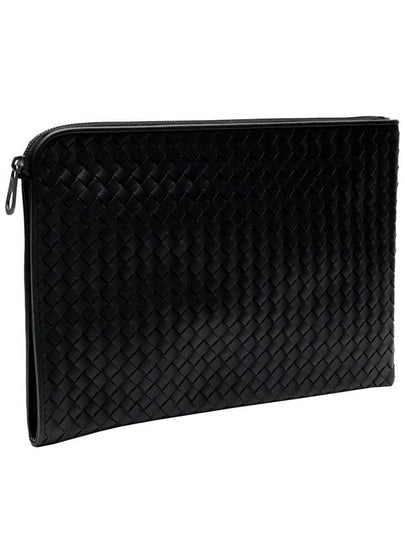 Intrecciato Document Case Clutch Bag Black - BOTTEGA VENETA - BALAAN 2