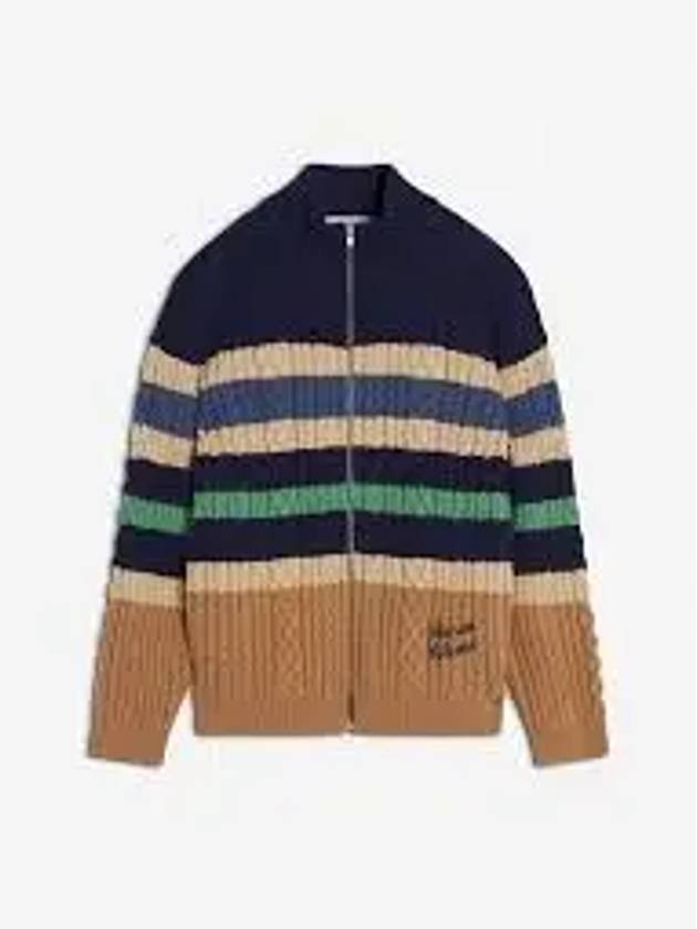 Striped Cable Zipper Cardigan - MAISON KITSUNE - BALAAN 2