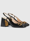 Horsebit Mid Slingback Heel Black - GUCCI - BALAAN.