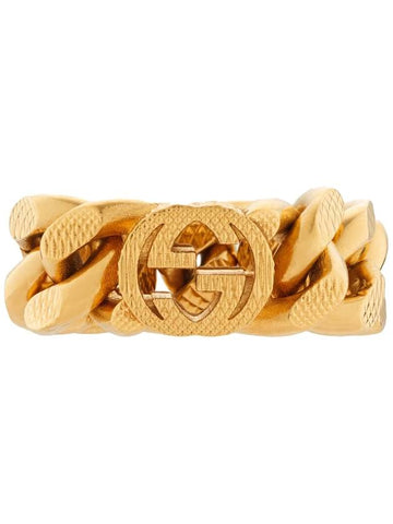 Interlocking G Gourmette Chain Ring Gold - GUCCI - BALAAN 1