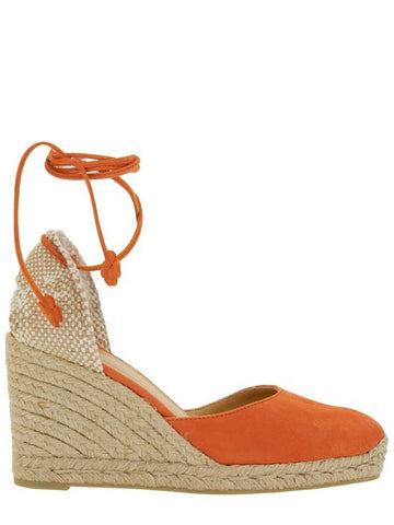 'Carina' Orange And Beige Espadrilles With Wedge And Closed Toe In Canvas And Suede Women - CASTANER - BALAAN 1