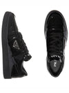 Men's Downtown Triangle Logo Leather Low Top Sneakers Black - PRADA - BALAAN 2