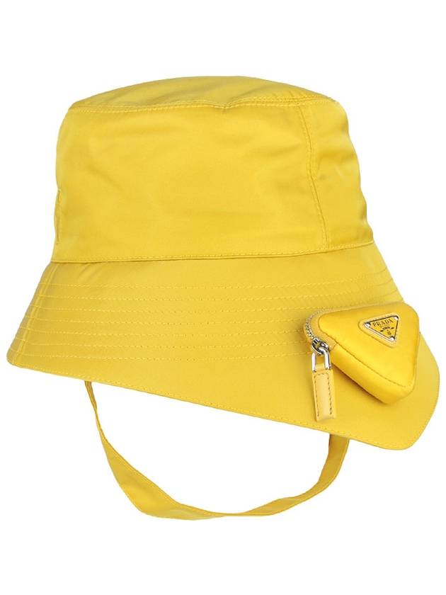 triangle logo pouch re-nylon bucket hat yellow - PRADA - 5