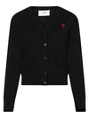 Heart Logo Wool Cardigan Black - AMI - BALAAN 3