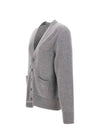 Brushed Effect Virgin Wool Cardigan Grey - THOM BROWNE - BALAAN 9