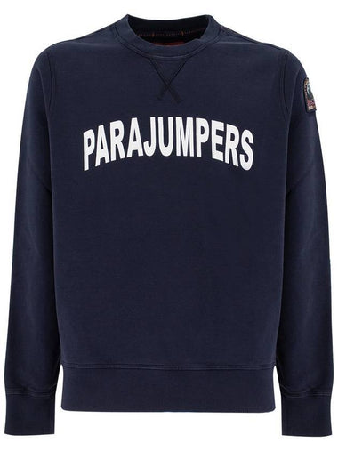 Caleb Logo Print Cotton Sweatshirt Navy - PARAJUMPERS - BALAAN 1