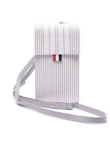 Men's Diagonal Phone Holder Cross Bag White - THOM BROWNE - BALAAN 1