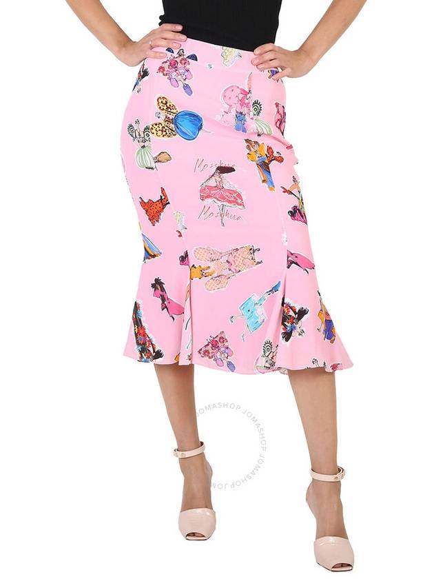 Moschino Ladies Fantasy Print Pink Flare Skirt, Brand Size 38 (US Size 4) - MOSCHINO - BALAAN 1