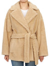 Ramino Belt Virgin Wool Fur Coat Beige - MAX MARA - BALAAN 1