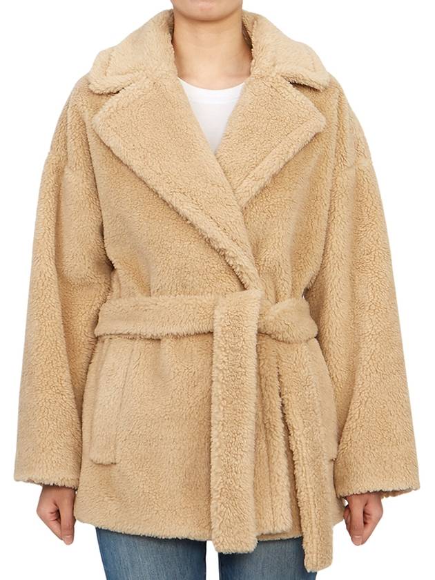 Ramino Belt Virgin Wool Fur Coat Beige - MAX MARA - BALAAN 1