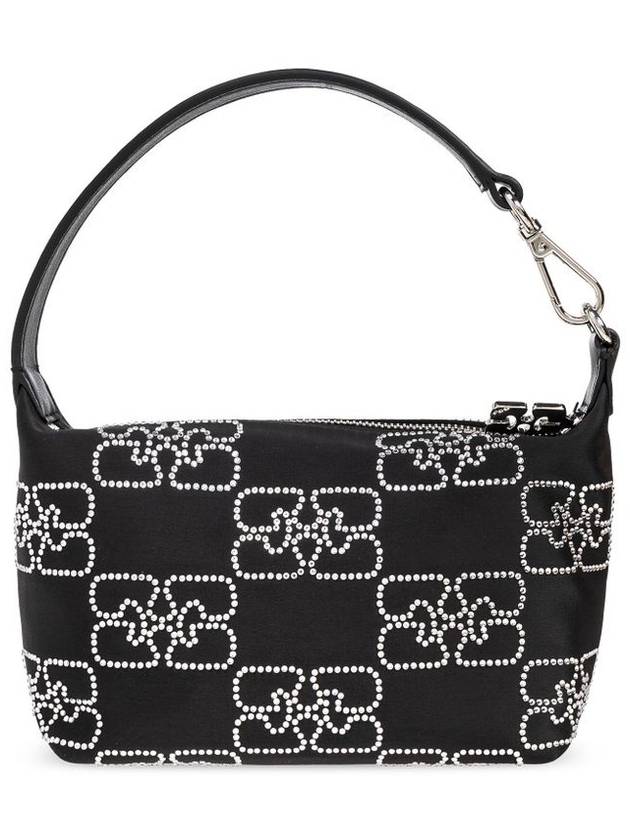 Small Butterfly Satin Sparkle Tote Bag Black - GANNI - BALAAN 4