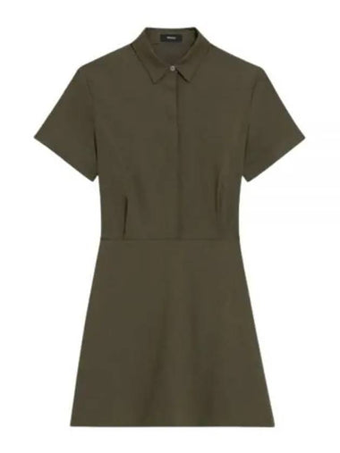 24 Short Sleeve A Line Dress in Good Linen O0203605 F5J - THEORY - BALAAN 1