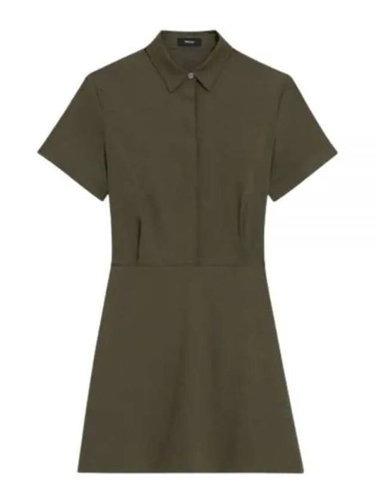 Short Sleeve A Line Dress in Good Linen O0203605 F5J - THEORY - BALAAN 1