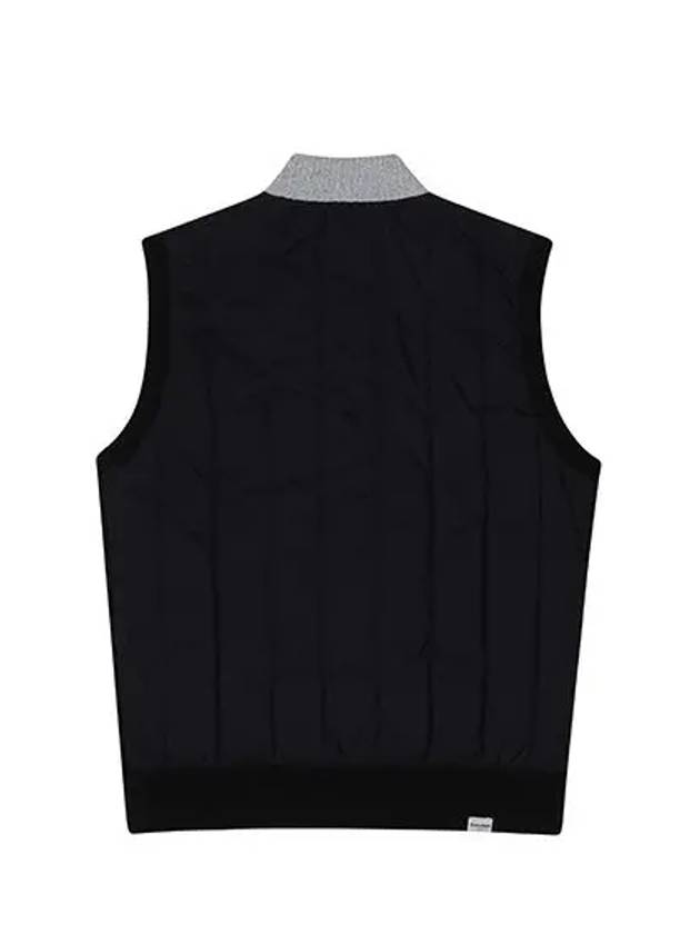 Men s color block knit windproof full zip up vest 2102GXVA BLACK - BLACK&WHITE - BALAAN 2