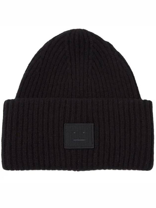 Pansy face patch wool beanie hat - ACNE STUDIOS - BALAAN 1