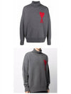 Big Heart Logo Wool Knit Turtleneck Grey - AMI - BALAAN 6