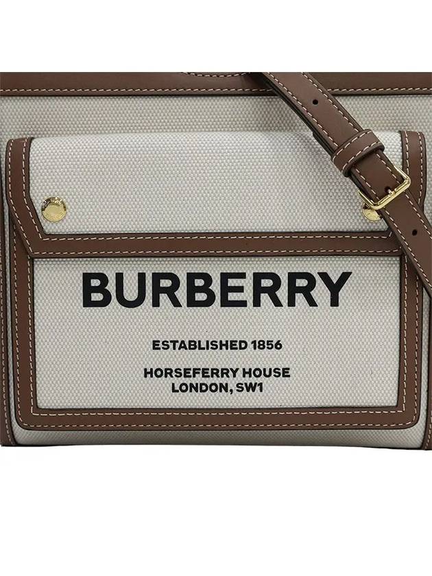 Mini Two-Tone Canvas And Leather Pocket Bag Natural Malt Brown - BURBERRY - BALAAN 3